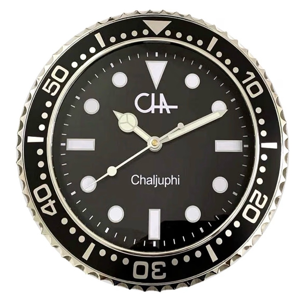 Chaljuphi Silent Black Wall Clock | Classic Digital Battery | 12 inch Glow Clock